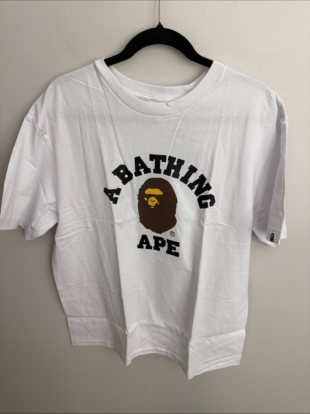White Graphic Logo T-Shirt with Brown Ape Motif